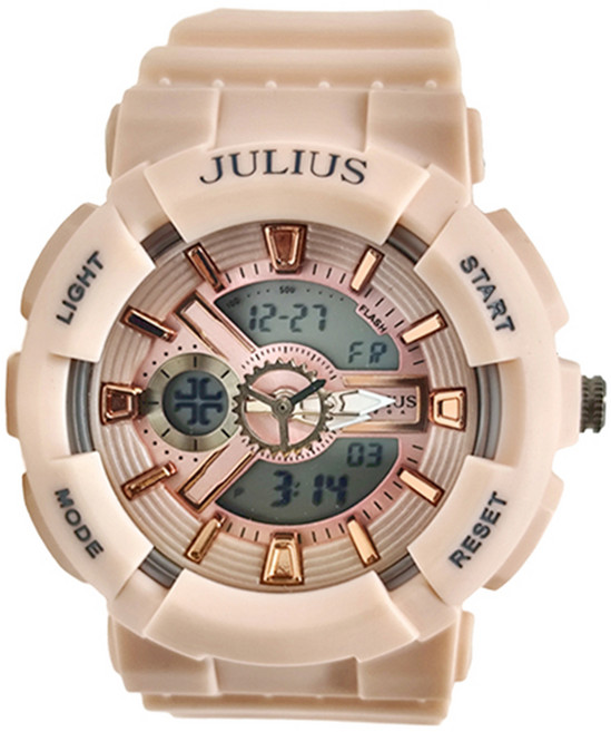JULIUS 聚利時 兒童款 明亮時刻夜光電子日期顯示矽膠手錶 WJA1276 2WJA1276333402 小 粉面粉帶