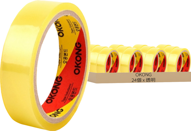 OKONG 水車型補充用辦公室OPP膠帶 12mm x 20m, 透明, 24個