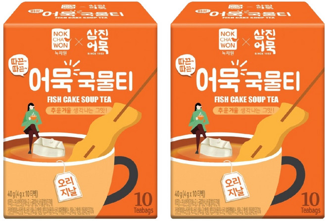 NOKCHAWON 綠茶園 暖呼呼魚板湯茶 原味, 2個, 4g, 10入, 4g