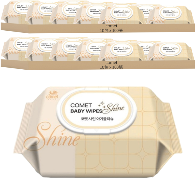 comet Shine系列 嬰幼兒濕紙巾 掀蓋式, 100張, 20包