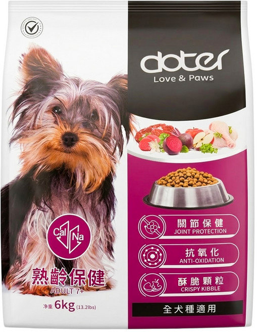 doter 寵愛物語 熟齡犬 熟齡保健犬飼料, 6kg, 1袋, 熟齡養生