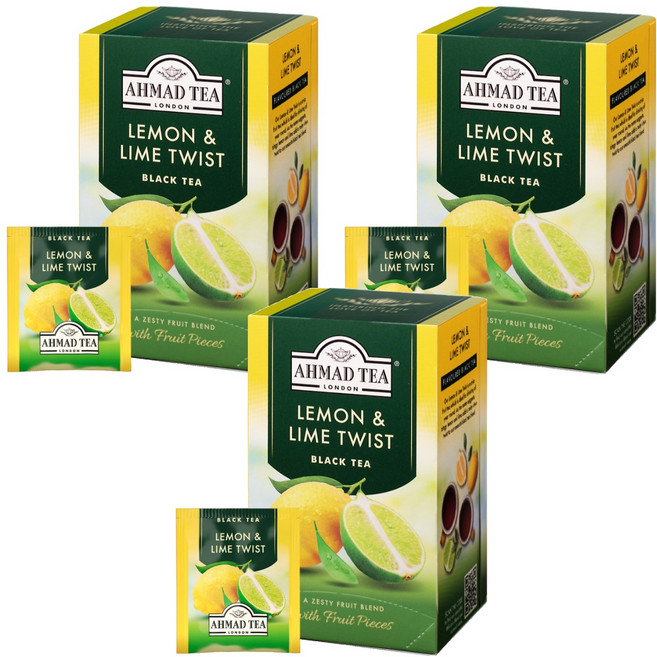 AHMAD TEA 檸檬萊姆紅茶茶包, 2g, 20包, 3盒