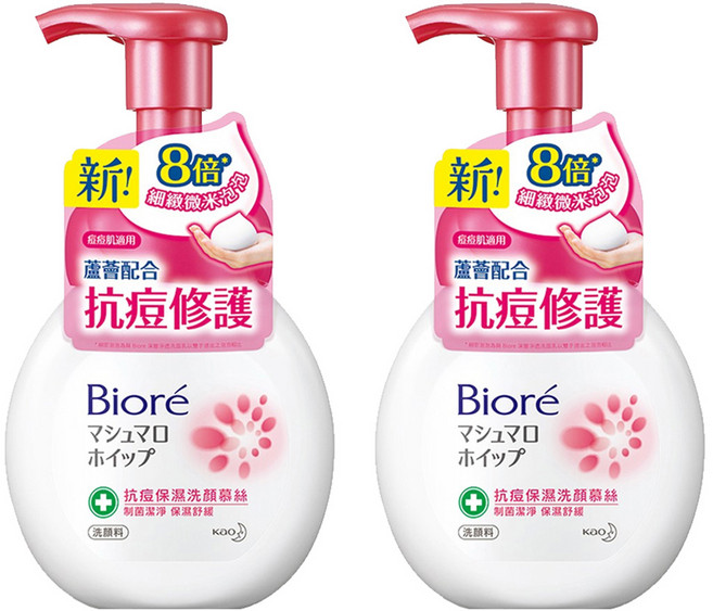 Biore 蜜妮 台灣公司貨 洗顏慕絲 抗痘保濕, 160ml, 2瓶