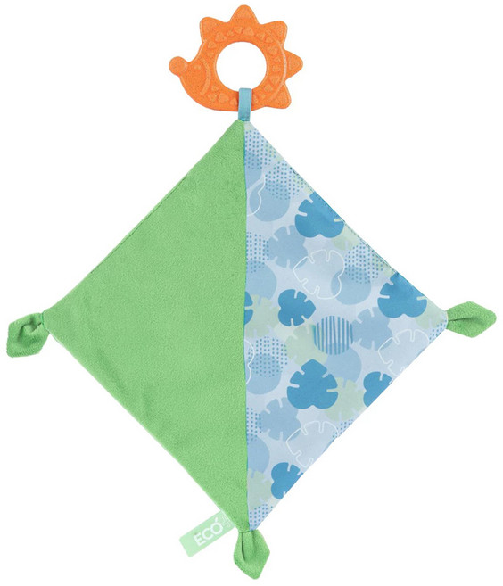 chicco ECO+多功能豆豆安撫巾, 亮橘刺蝟 綠色 + 藍色 + 橘色, 1條