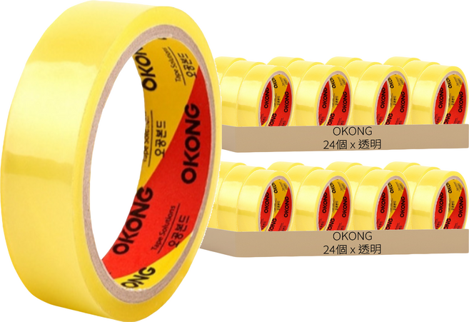 OKONG 水車型補充用辦公室OPP膠帶 12mm x 20m, 透明, 48個