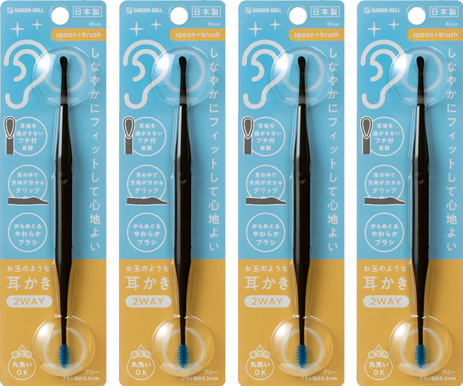 GREEN BELL 綠鐘 2用式藍色耳挖勺, 1個, 4個