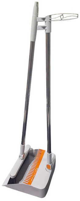 FANCY LIFE 折疊站立式掃把組 90度折疊收納 乾淨不碰手, 黃灰色, 1組