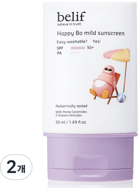 빌리프 유아용 해피 보 마일드 선 스크린 SPF50+ PA++++, 50ml, 2개