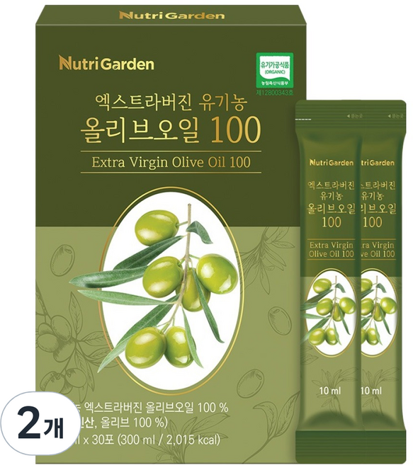뉴트리가든 엑스트라버진 유기농 올리브오일 100 30p, 300ml, 2개