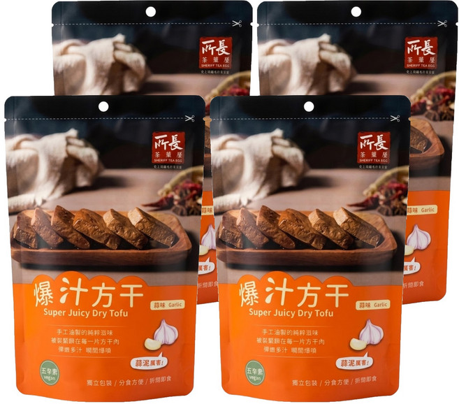 所長茶葉蛋 爆汁方干 蒜味, 240g, 4包