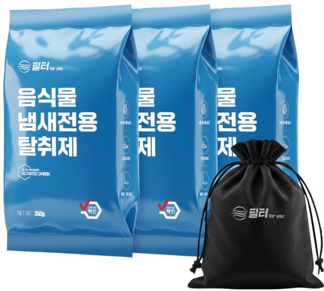 필터포유 음식물 처리기 필터 리필 숨쉬는 탈취 활성탄 + 다용도 파우치 세트, 해피콜 클렌드