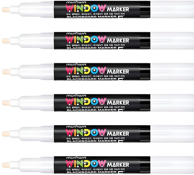 문화연필 윈도우마카 흰색, 1색, 6개