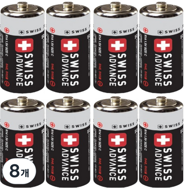 스위스어드밴스 망간 C형 건전지 R14, 8개, 2개입