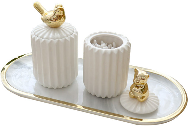 더이쁨 골드마블 타원 트레이, 그레이, 1개