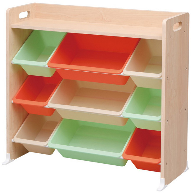 IRIS OHYAMA 愛麗思歐雅瑪 木質天板童心玩具收納架 1組, 紅蘿蔔, 4層