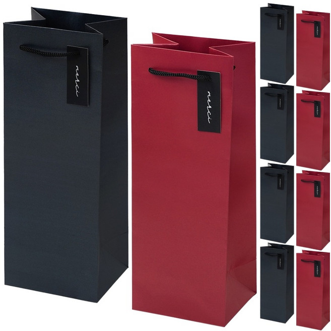 포포팬시 메르시 와인 쇼핑백, 레드 + 그레이, 10개