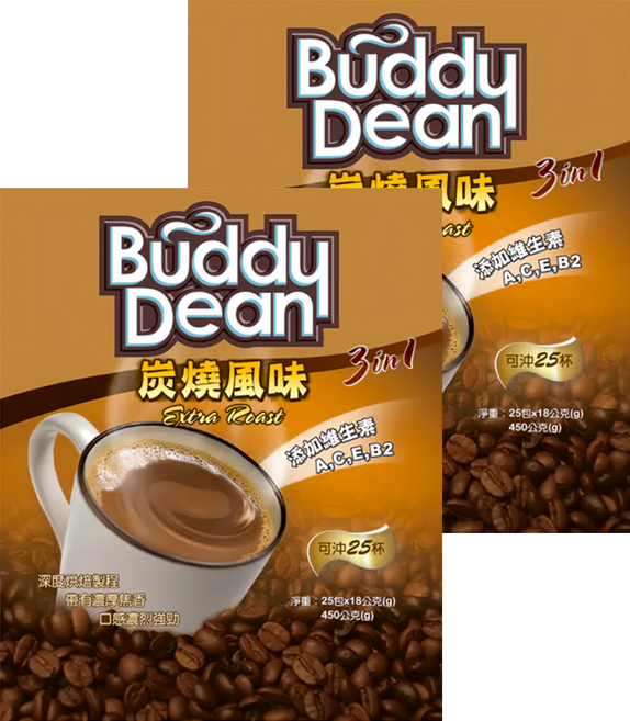 Buddy Dean 巴迪 三合一咖啡 炭燒風味, 18g, 25包, 2袋