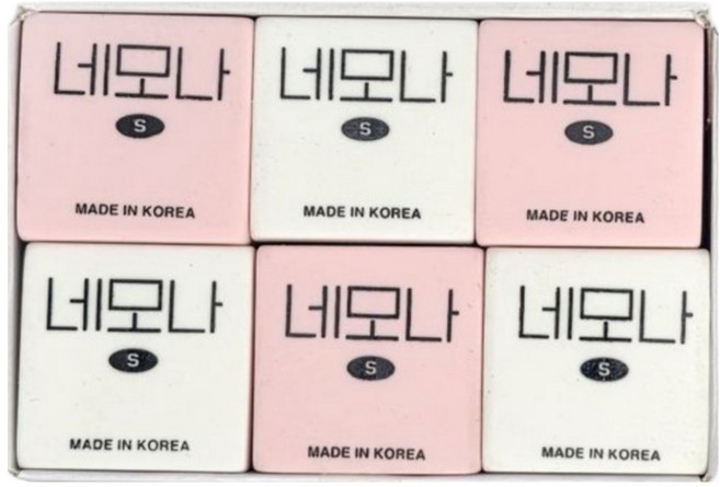 화랑 네모나 지우개 2종 x 12p 세트 S, 핑크, 화이트, 1세트