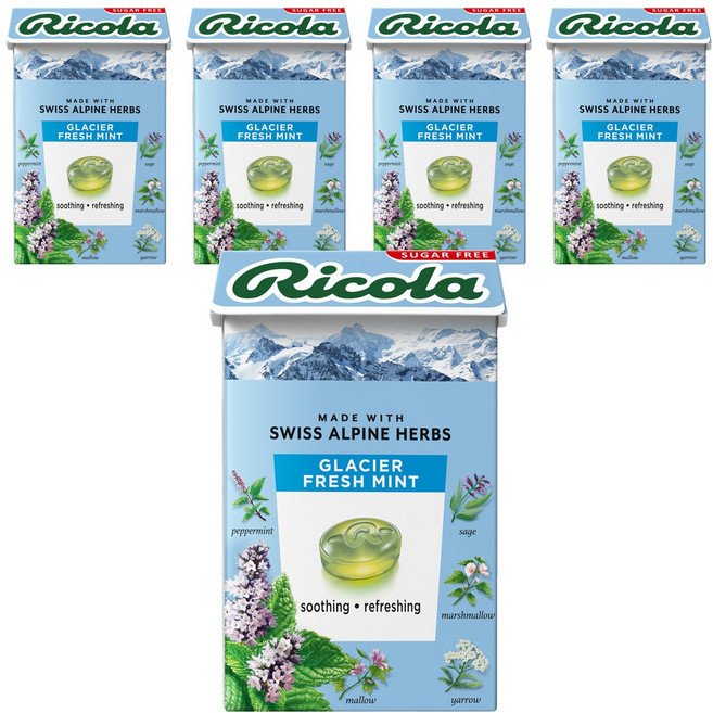 리콜라 스위스 글라시어 민트 허브캔디, 40g, 5개