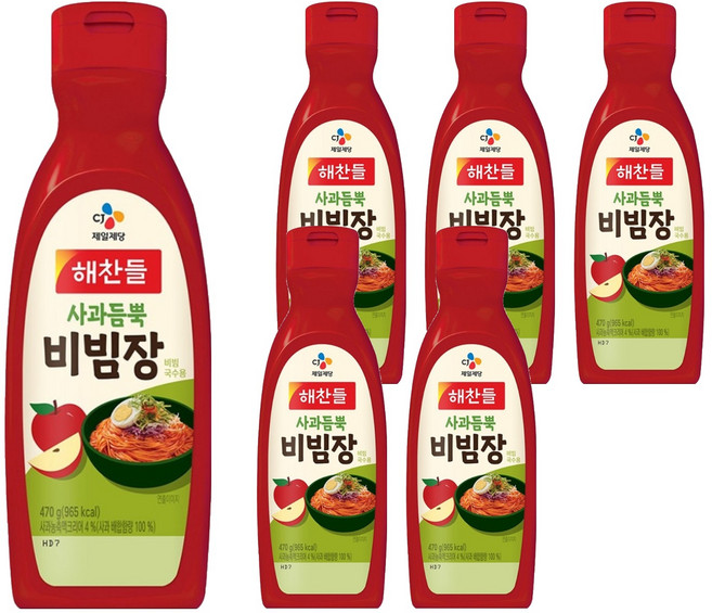해찬들 사과듬뿍 비빔장, 470g, 6개