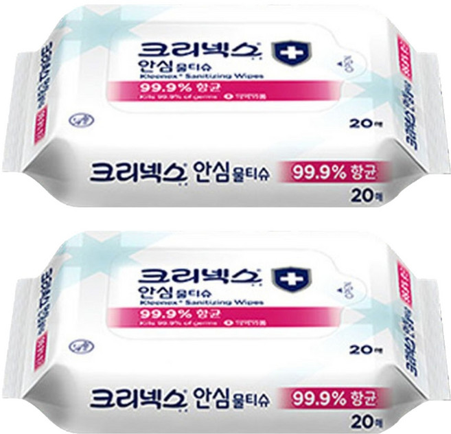 크리넥스 안심 물티슈, 20매, 2개