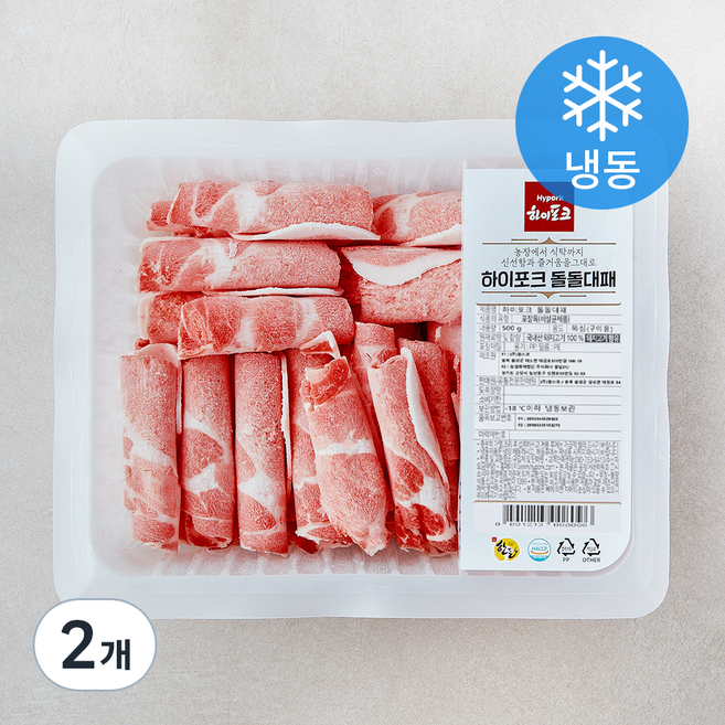 하이포크 한돈 대패 목심 구이용 (냉동), 2개, 500g
