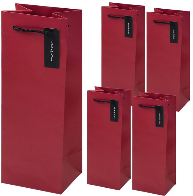 포포팬시 메르시 와인 쇼핑백, 레드, 5개