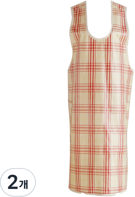 데코토닉 캐쥬얼 체크 방수 앞치마, 레드, 2개