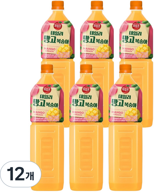 해태htb 과일촌 데일리 망고복숭아 주스, 12개, 1.5L