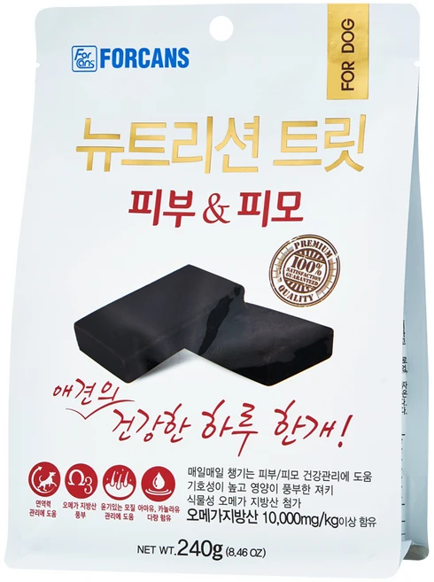 포켄스 강아지 뉴트리션 트릿 영양제, 240g, 피부/피모, 1개 - 쿠팡