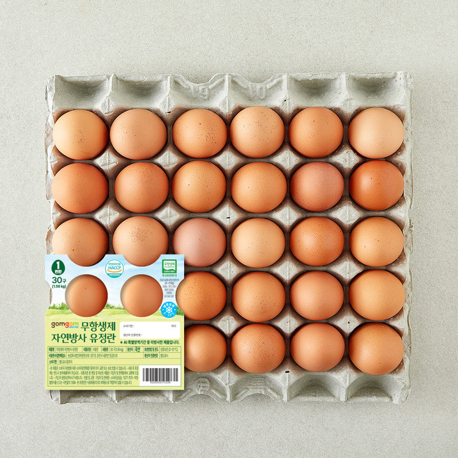 곰곰 무항생제 자연방사 유정란, 1개, 30구