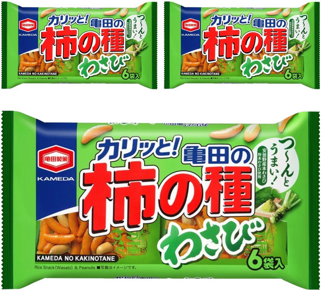 카메다 카키노타네 와사비 스낵, 164g, 3개