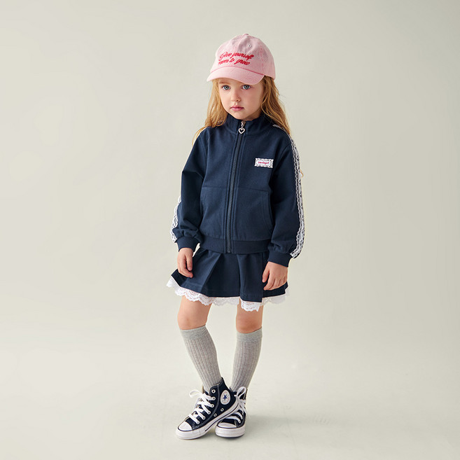 월튼키즈 아동용 레이스 집업 스커트 상하복 세트