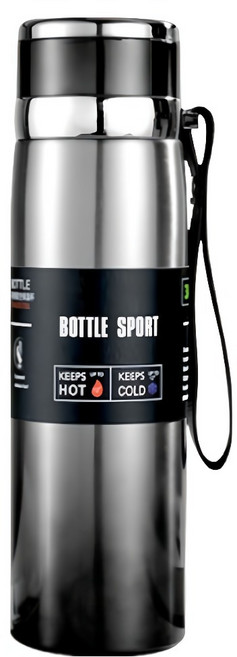 316不鏽鋼保溫瓶, 銀色, 1L, 1個