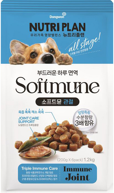 동원뉴트리플랜 강아지 소프트뮨 기능성 사료, 뼈/관절강화, 1.2kg, 1개