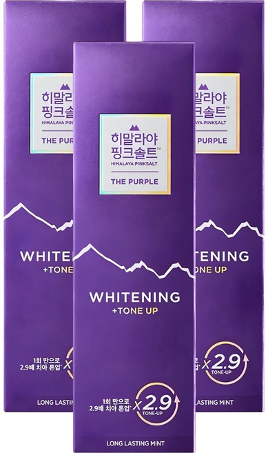 히말라야핑크솔트 더 퍼플 톤업 화이트닝 치약, 100g, 3개 - 쿠팡