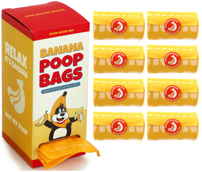 붐붐포 향기나는 두꺼운 바나나 풉백 배변봉투, 혼합색상, 120개입, 1개