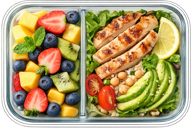 발룬피니 내열유리 나눔 칸막이 밀폐용기, 1개, 직사각형 1040ml 2구