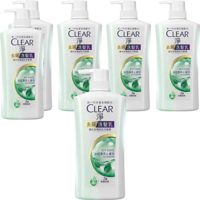 CLEAR 淨 去屑洗髮乳 冰恬薄荷止癢型, 750g, 6瓶