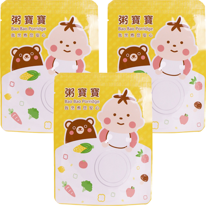 粥寶寶 無毒農 香濃蘋果薑黃雞 12個月以上, 120g, 3包