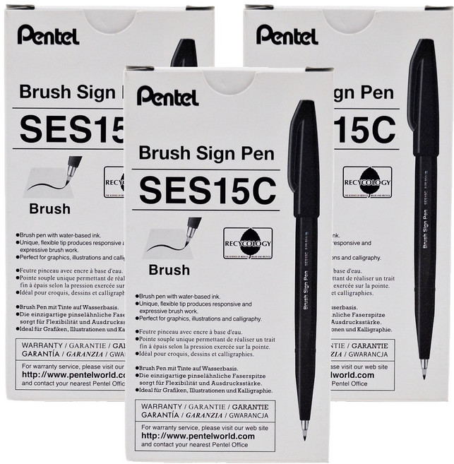 Pentel 飛龍文具 柔繪筆 SES15C-EX 海老茶 棕色, 30支