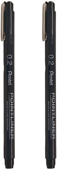 Pentel 飛龍文具 POINTLINER 代針筆 0.2mm 12支, 黑色, 24支