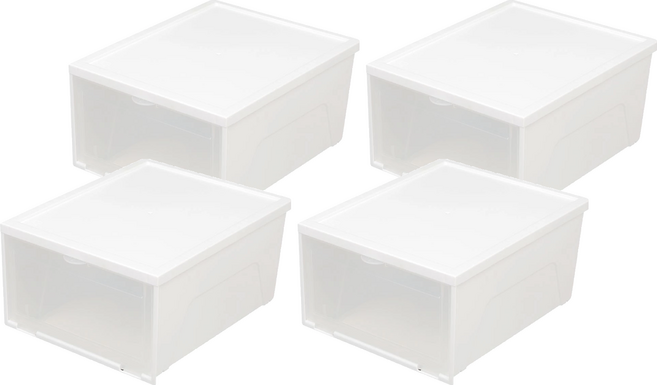 IRIS OHYAMA 愛麗思歐雅瑪 前開式可疊加鞋盒 NSBM340 3kg, 白色, 4個