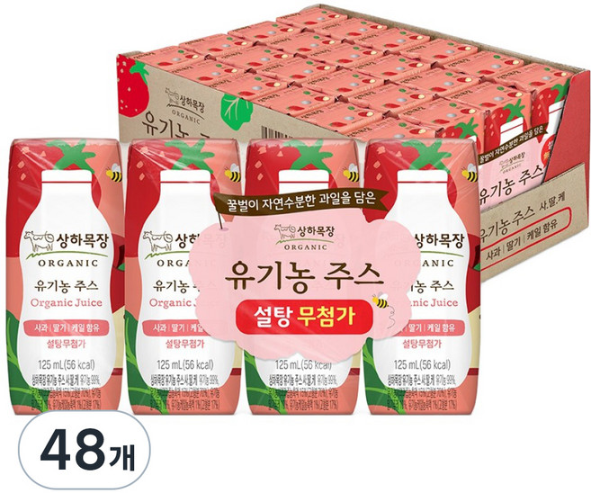상하목장 주스 사과딸기케일, 125ml, 48개