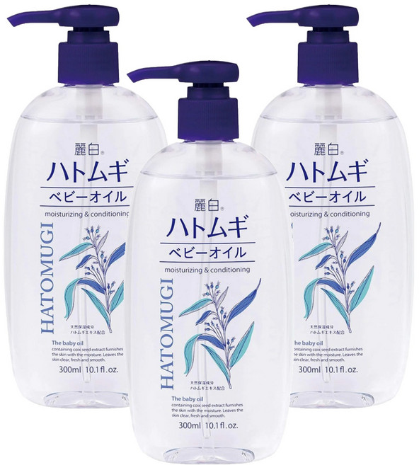 KUMANO 熊野油脂 麗白 油脂薏仁嬰兒油 適用嬰兒孩童, 300ml, 3罐