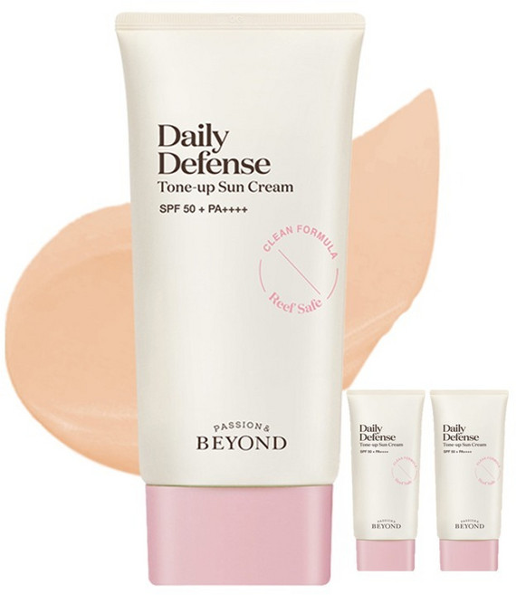 [비건라이프] 비욘드 데일리 디펜스 톤업 선크림 SPF50+ PA++++, 50ml, 3개