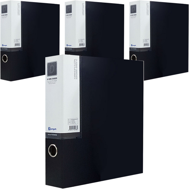 영오 합지 D링 바인더 A4 7cm, 흑색, 4개