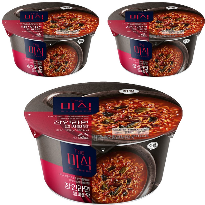 더미식 장인라면 맵싸한맛 컵라면 126g, 3개