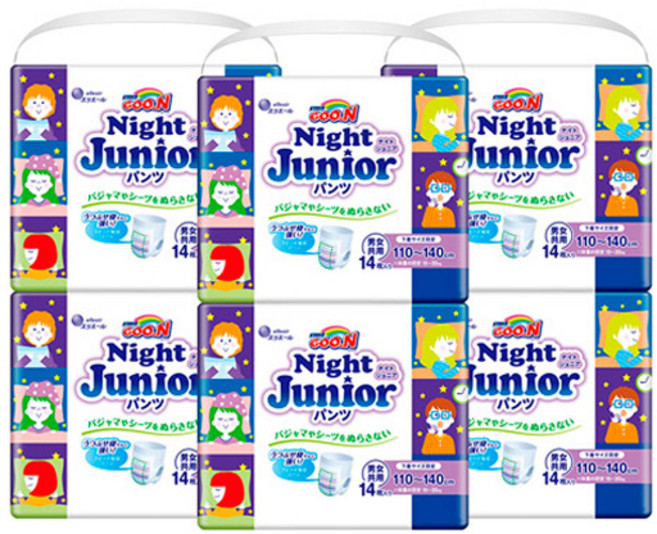 군 나이트 주니어 팬티형 기저귀 남녀공용, 주니어형(Junior), 84매