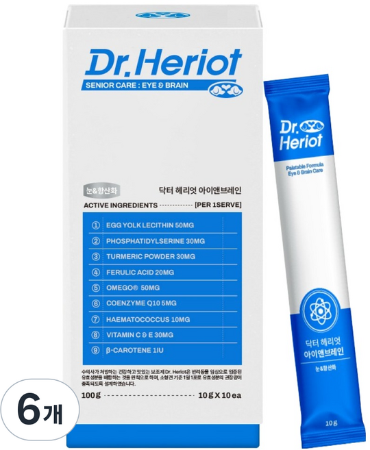 닥터헤리엇 반려동물 아이앤브레인 영양제, 100g, 눈/인지, 6개